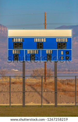 Scoreboard over the baseball field in Utah Valley