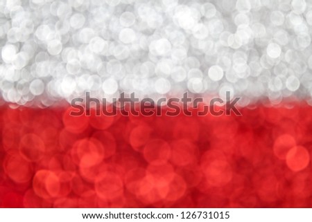 Abstract Poland Flag glitter sparkle bokeh background