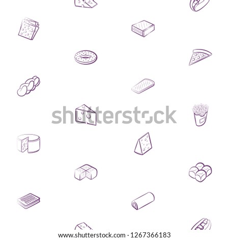 American food, Bakery products and Cheeses set. Background for printing, design, web. Usable as icons. Seamless. Color.