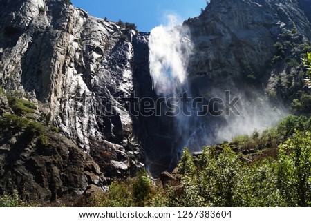 Yosemite waterfall in the summer