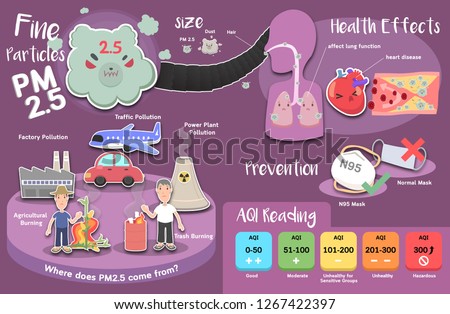 Cute info graphic of Fine Particles PM 2.5 Royalty-Free Stock Photo #1267422397