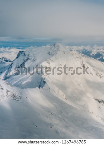 
Aerial view of the beautiful snow covered mountains Alps in Austria, Picture taken in the mountains Tirol, Austria Europe
