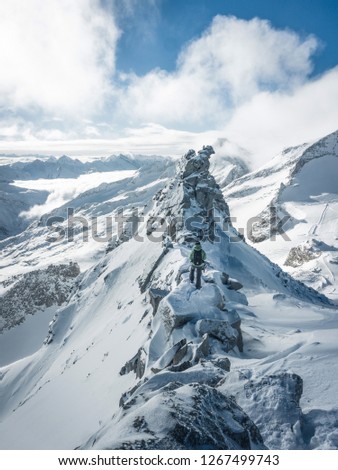 
Aerial landscape view of the beautiful snow covered mountains National park Alps in Rakousko,  Picture taken in the mountain Zillertal Arena Tirol, Austria Europe