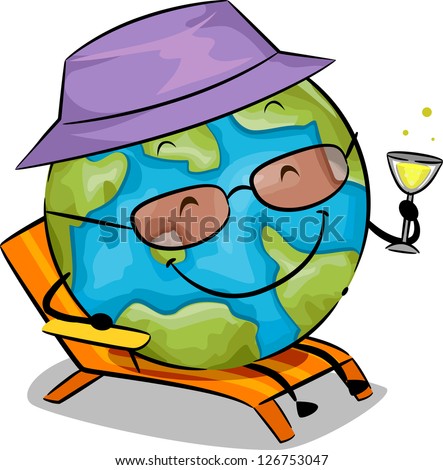 Illustration of an Earth Mascot Holding a Glass of Wine