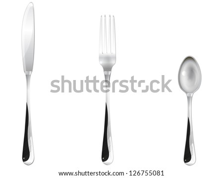 three dining rooms of the device, a tea spoon, a fork, a knife