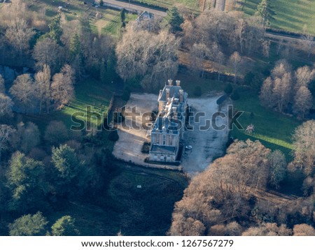 aerial view of a the castle of La Boissière in the department of Yvelines in France