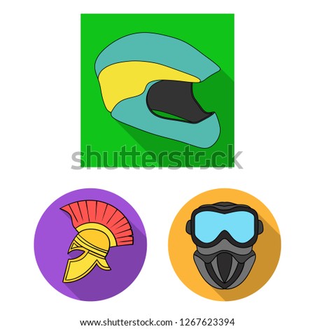 Vector design of helmet and sport sign. Set of helmet and moto vector icon for stock.