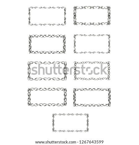 set of vector vintage frames on a white background