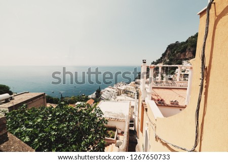 Panoramic view of world famous Positano coastline, Amalfi coast. Campania, Italy