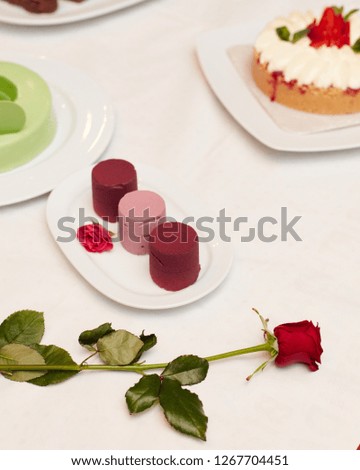 Desserts on a white background. Delicious cakes.