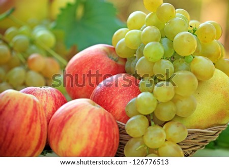 Beautiful fruits in the wicker basket