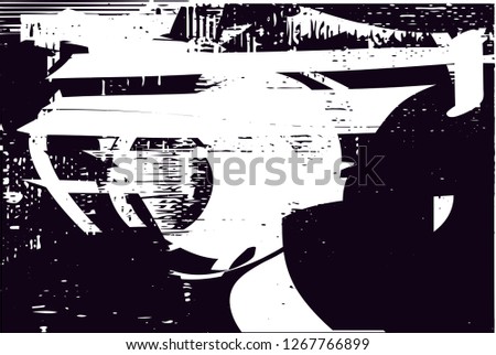 Distressed background in black and white texture with  dark spots, nets,scratches and lines. Abstract vector illustration