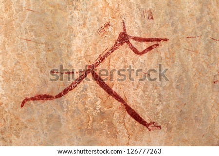Bushmen (san) rock painting depicting a human figure, Drakensberg mountains, South Africa