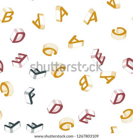 Light Multicolor vector seamless background with 3D signs of alphabet. Shining colorful 3D illustration with isolated letters. Pattern for design of fabric, wallpapers.