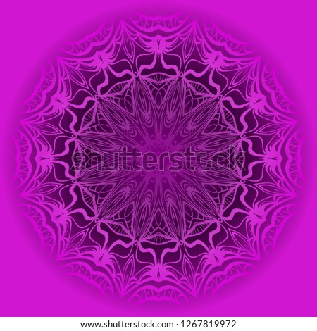 Purple color Mandala flower decoration. Vector floral ornament. Tribal ethnic fashion motif for paper, textile