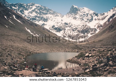 Andes mountains at Glacier El Morado, at Cajon del Maipo, in Santiago, Chile