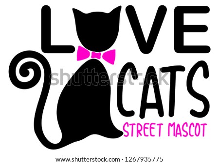 Love cat print for t-shirt graphic, vector