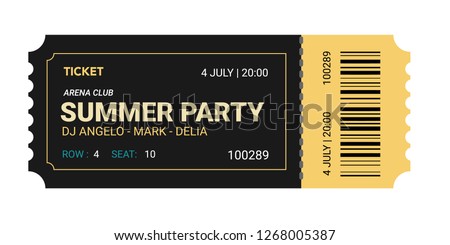 Fresh design Ticket Vector template for invitation, event, concert, music festival, movie festival, show, performance, etc. Royalty-Free Stock Photo #1268005387
