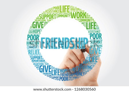 Friendship word cloud with marker, concept background