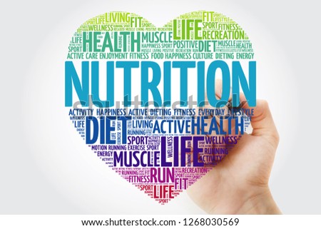 Nutrition heart word cloud with marker, fitness, sport, health concept