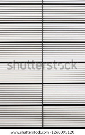 wall cladding, white aluminum slats. Symmetry. Lines. Print.