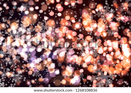 Christmas background. Subtle flying snow flakes and stars on dark blue night background. Beauteous winter silver snowflake overlay template.