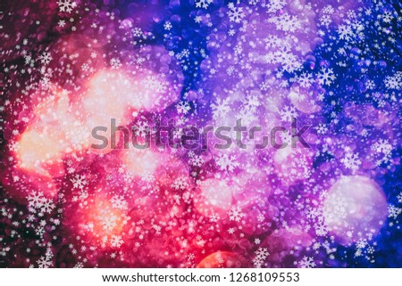 Christmas light background. Holiday glowing backdrop. Defocused Background With Blinking Stars.