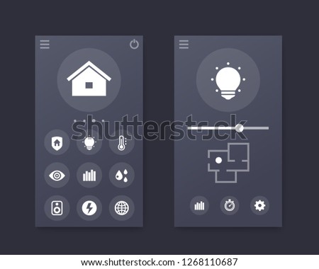 Smart house app interface, vector mobile ui