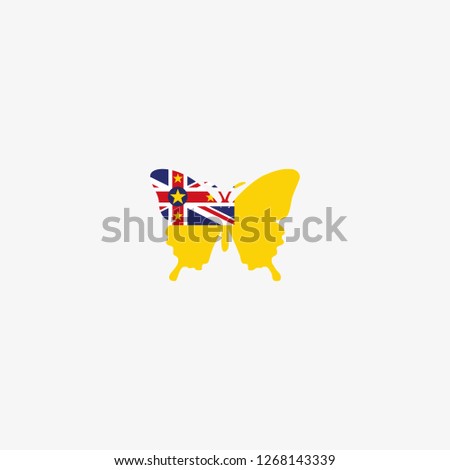 Niue butterfly flag graphic element Illustration template design