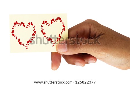 Hand Close Up of An Empty Card in A Hand with Red Heart Icon with Copy Space for Add Content or Picture