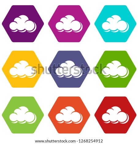 Web cloud icons 9 set coloful isolated on white for web