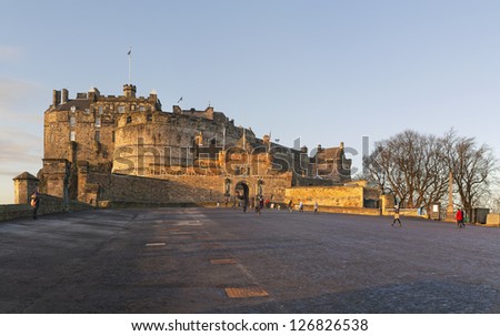 Edinburgh Castle in sunset light