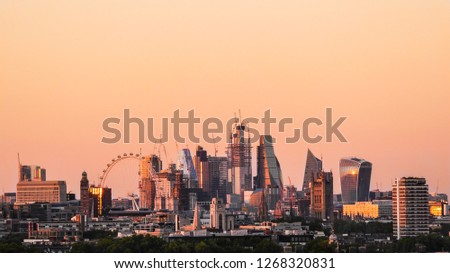 View of all the skyline in London city, United Kingdom, Europe
