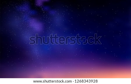 Abstract vector background with night sky and stars. illustration of outer space and Milky Way