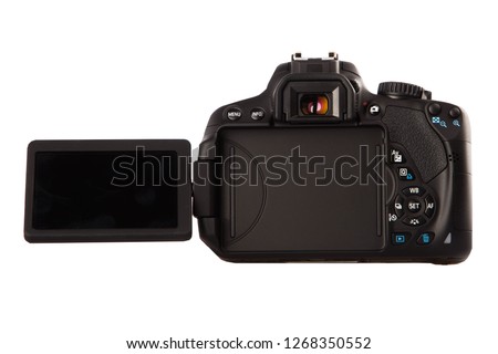 Digital camera with rotating screen, rear view