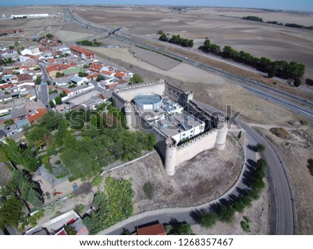 Toledo. Aerial view in castle of Maqueda, Spain. Drone Photo