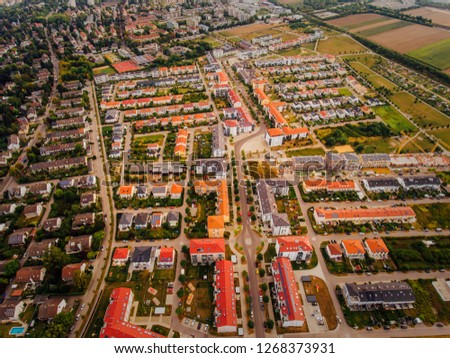 Aerial view of the city of Augsburg, Germany, Bavaria, district göggingen, Univirtel