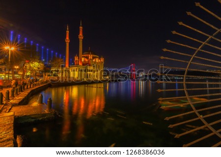 Ortakoy Mosque and Bosphorus Bridge. Istanbul, Turkey.