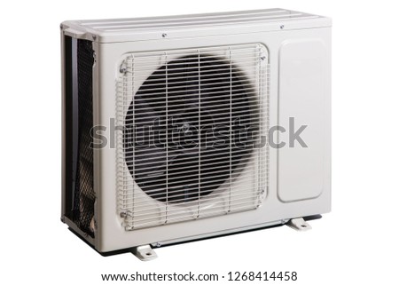 air conditioner outside, photo in studio, white background