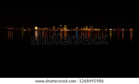 Jacksonville Cityscape Skyline at night from south of downtown across the St. Johns river.