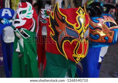 Colorful Traditional Mexican Lucha Libre Wrestling Masks