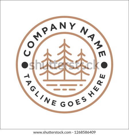 line art evergreen tree / pine tree emblem logo design inspiration