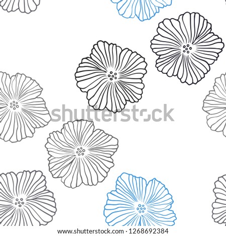 Dark BLUE vector seamless doodle background with flowers. Colorful illustration in doodle style with flowers. Template for business cards, websites.
