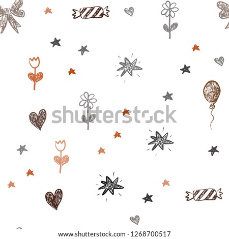 Dark Red vector seamless pattern with christmas toys. Illustration with a colorful toy car, heart, baloon, tulip, candy, ball. Pattern for carnival, festival ads.
