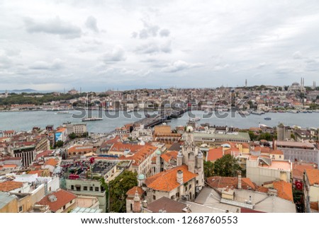 Panoramic view of İstanbul, through the symbol of Istanbul historical castle Galata