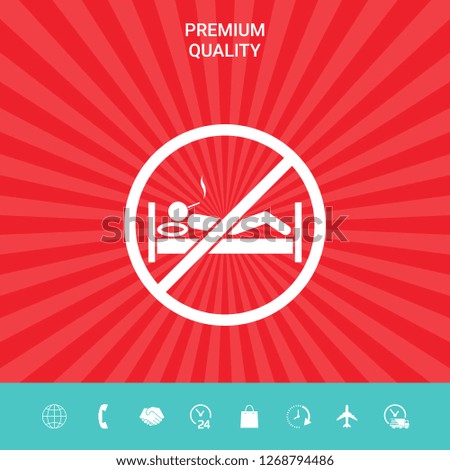No smoking in bed - prohibition icon. Graphic elements for your design