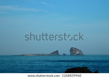 It is the scenery of "brother island" of Jeju Island.