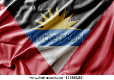 Waving detailed national country flag of Antigua Barbuda