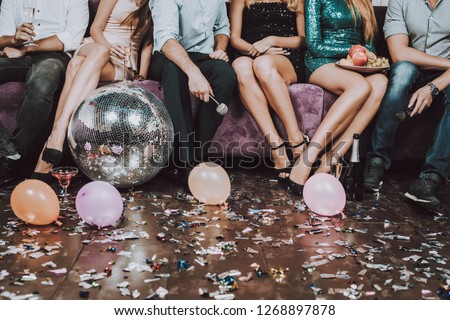 Have Fun. Champagne. Birthday. Gift. Balloon. Confetti. Great Mood. Trendy Modern Nightclub. Celebration. Young People. Karaoke Club. Smiling Girl. Bar. Holidays Concept. Rest in Pairs. Sing Songs.