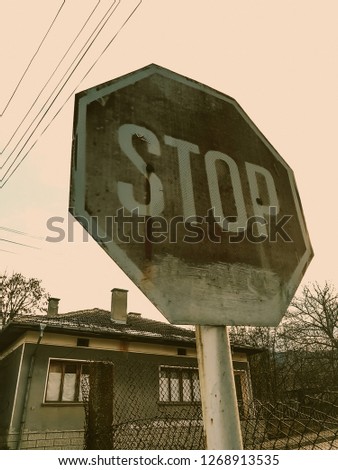 Stop sing close black and white 